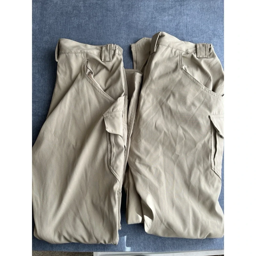 Men's Khaki Tactical Hike Fishing Shoot Utility Cargo Pants Med 32 X 32 Set Of 2